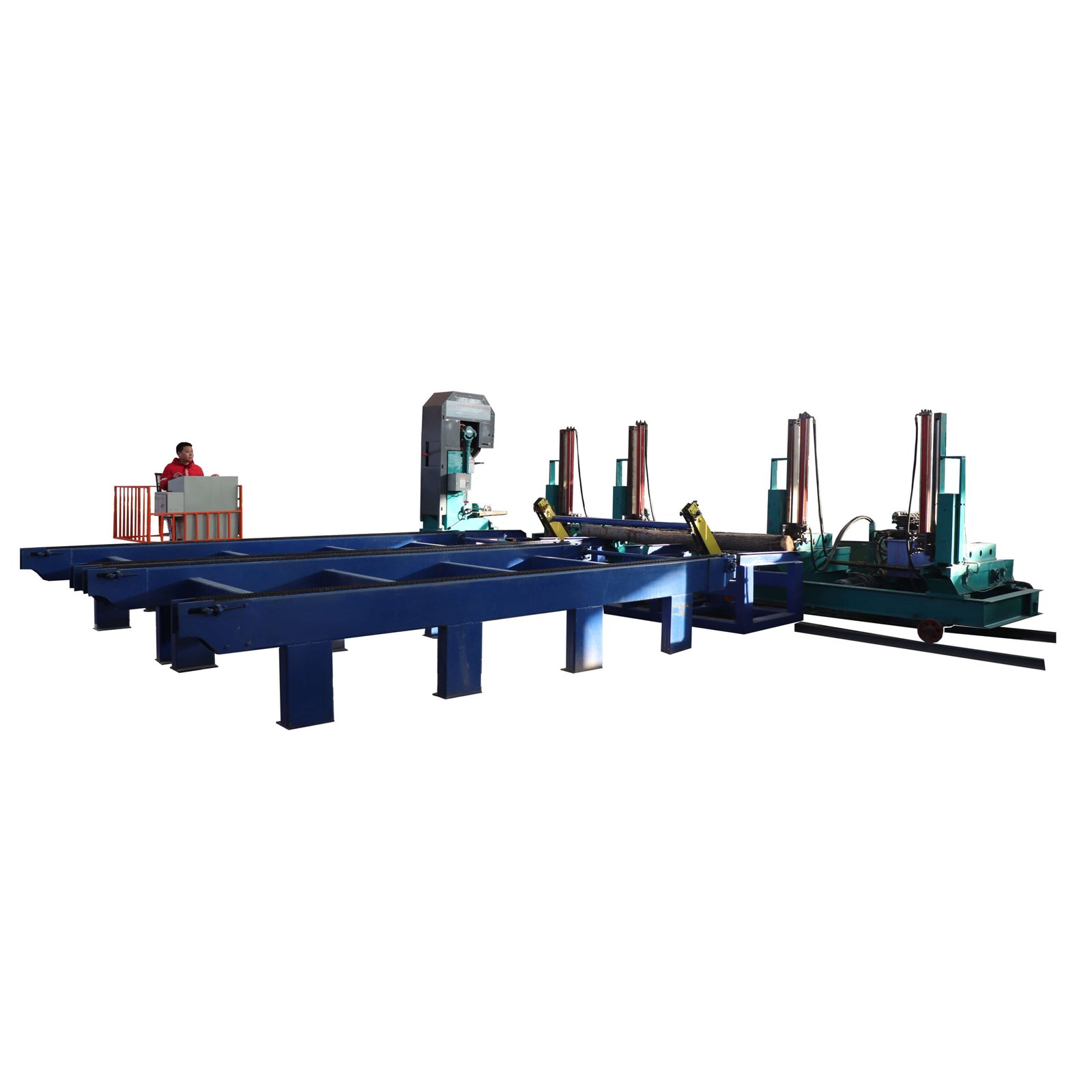 vertical band sawmill with hydraulic log carriage